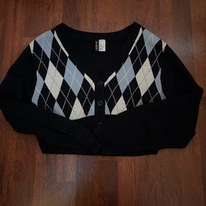 Argyle Knit Blue Cardigan